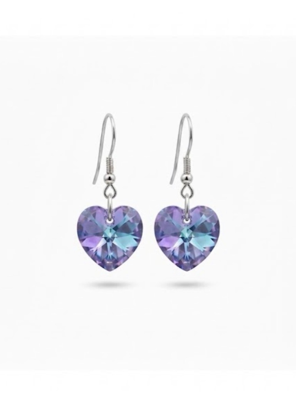 ⁠Coquette Iridescent Holographic Heart Earrings ✦ Y2K Crystal Dangles⁠